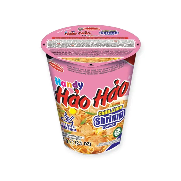 Hao Hao Handy Cup Instant Noodles Chilli & Lime Shrimp Flavour