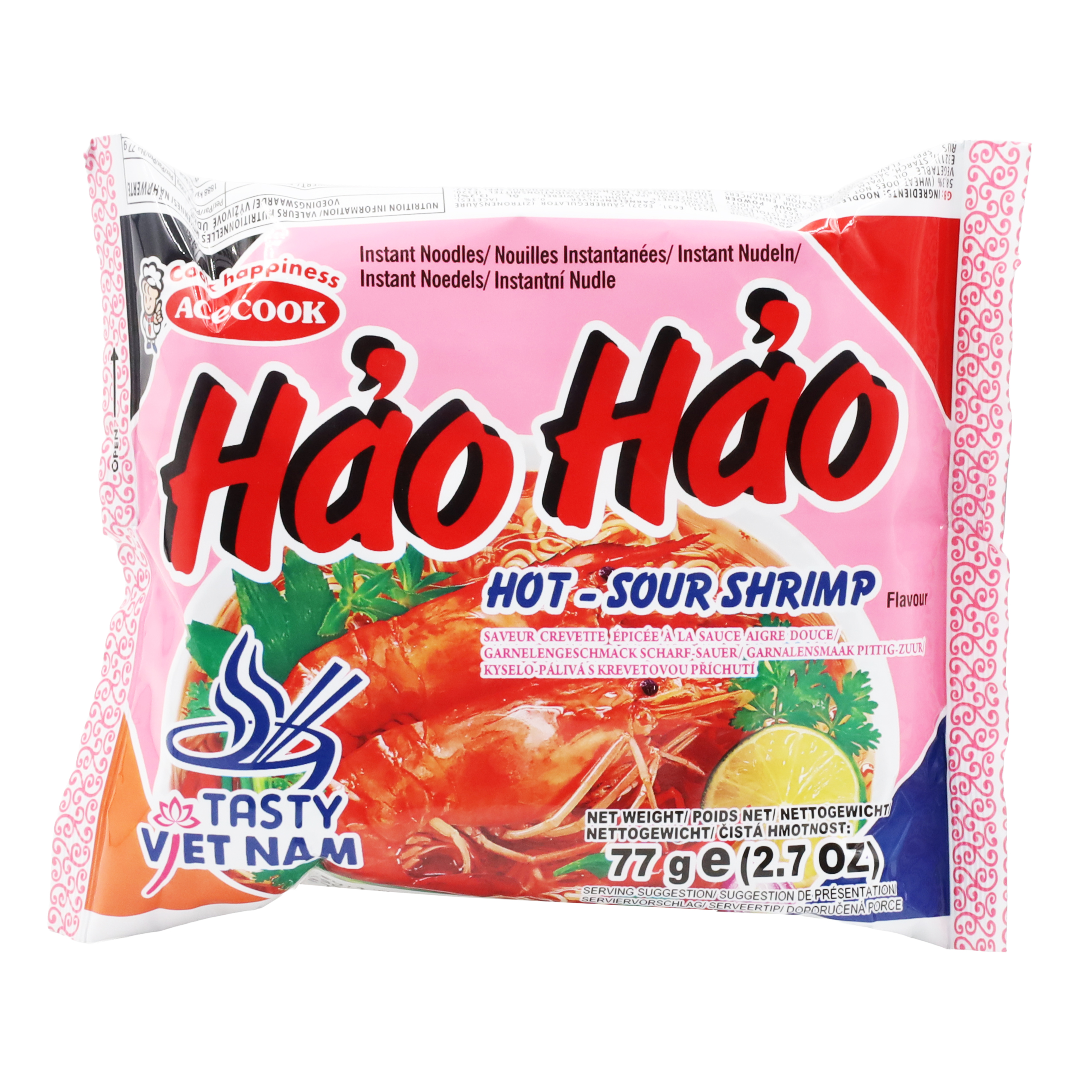 Hao Hao Instant Noodles Shrimp Sour and Spicy Flv. 30x75g