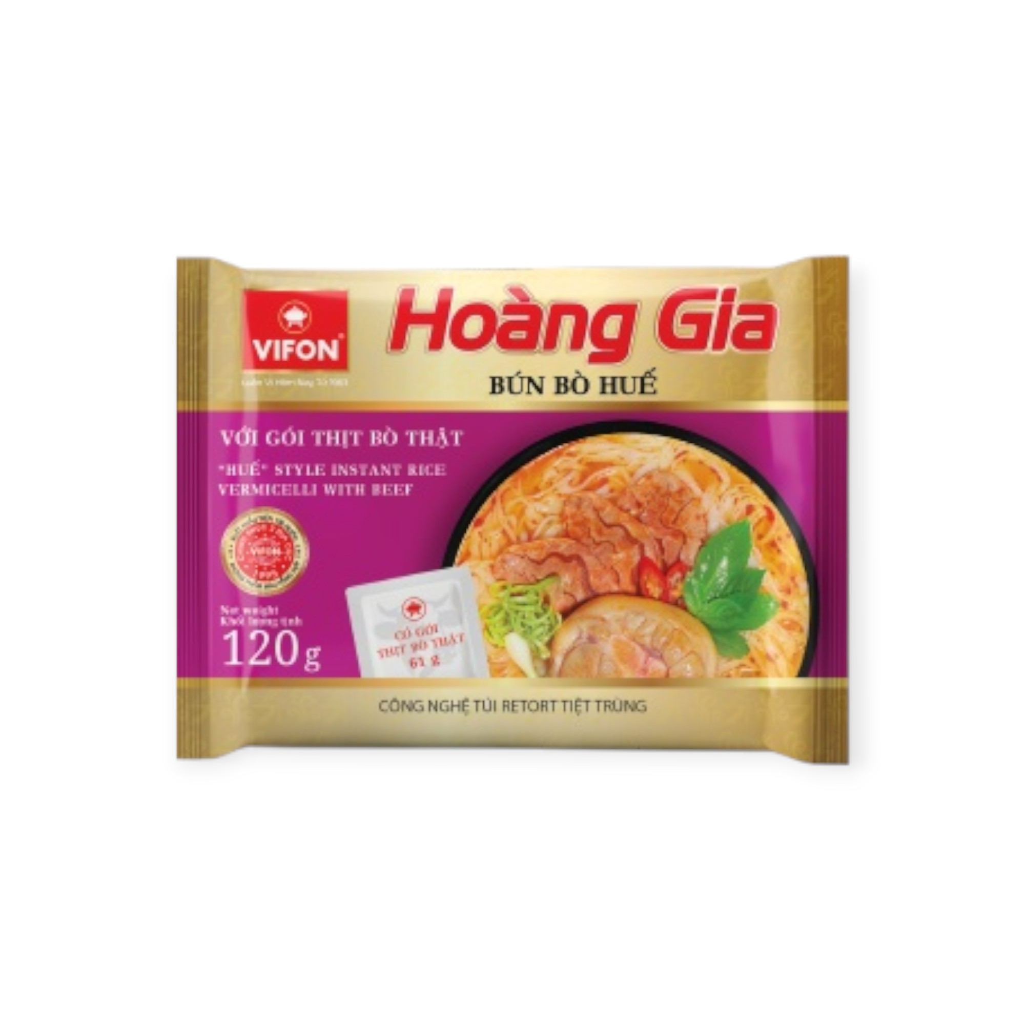 Hoang Gia Hue Style Instant Rice Vermicelli with Beef 18x120g